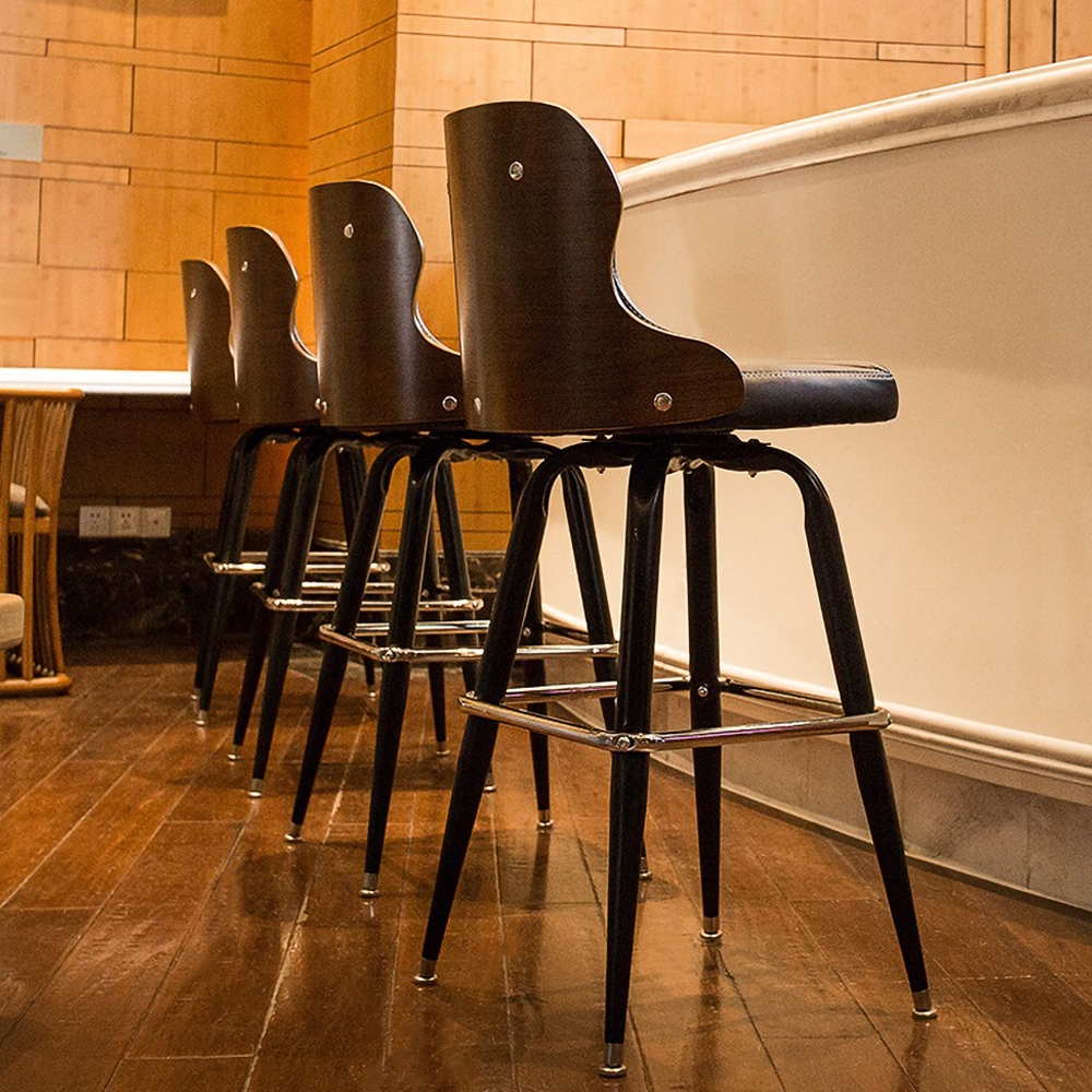 Modern Rotatable 29" Upholstered Black PU Leather Bar Stool window image