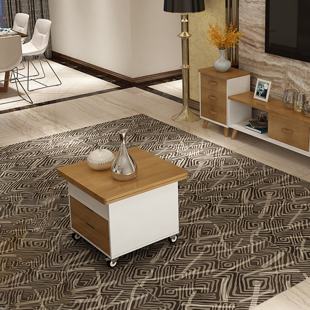 Modern Extendable Wood Coffee Table with Storage Square Coffee Table with Drawers window image