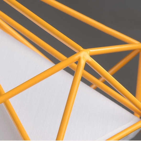 Pagoda Modern Orange Metal Geometric Framework Pendant Light with Fabric Shade Medium window image