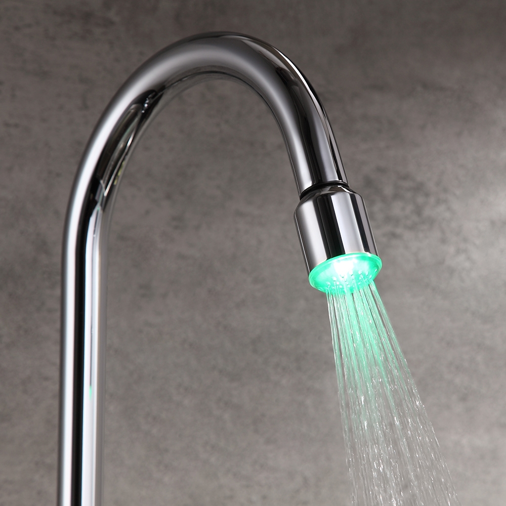 LED Single Side Handle Swivel Spout Kitchen Sink Faucet with Pull-Out Sprayer in Chrome window image