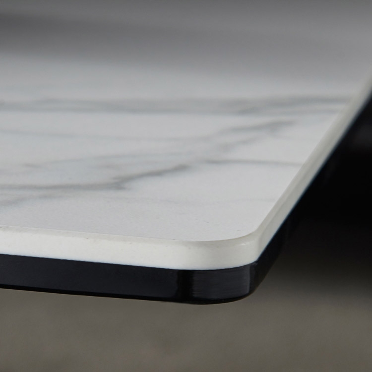 Witte rechthoekige salontafel met verstelbare hoogte en eettafel gesinterde steen Vensterafbeelding