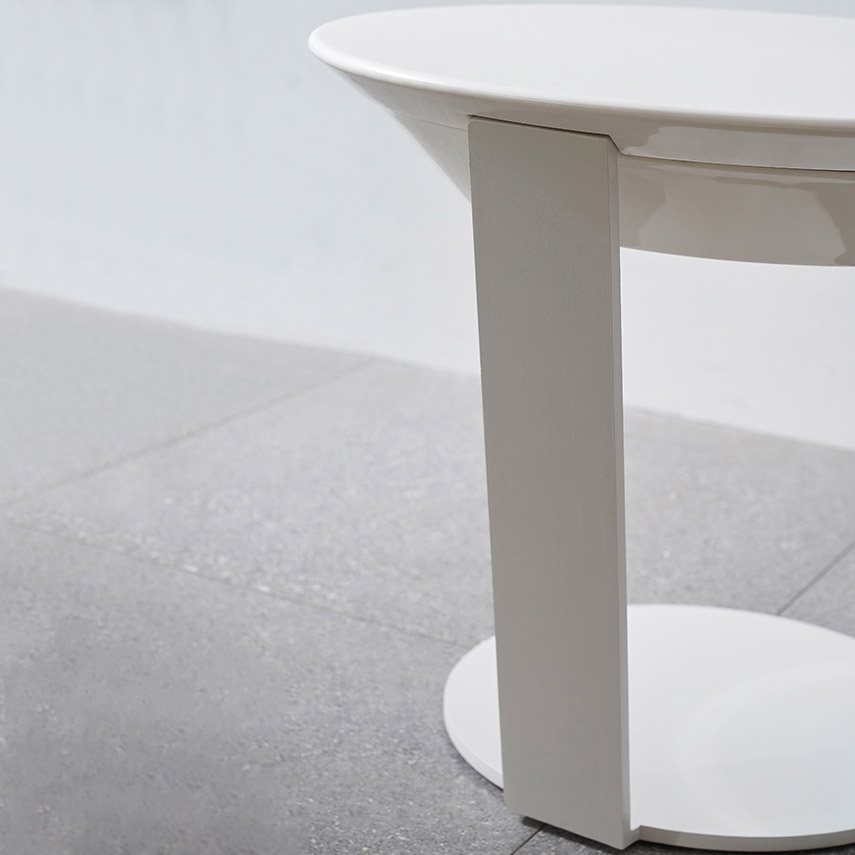 Modern Minimalist C Side Table with Tray 20" White Side Table with Storage & Rotatable Top window image