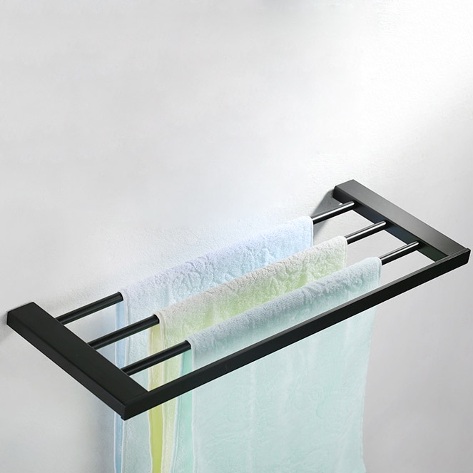 Tierney Porte-serviettes à Quatre Tiges en Acier Inoxydable Noir Mat image de fenêtre