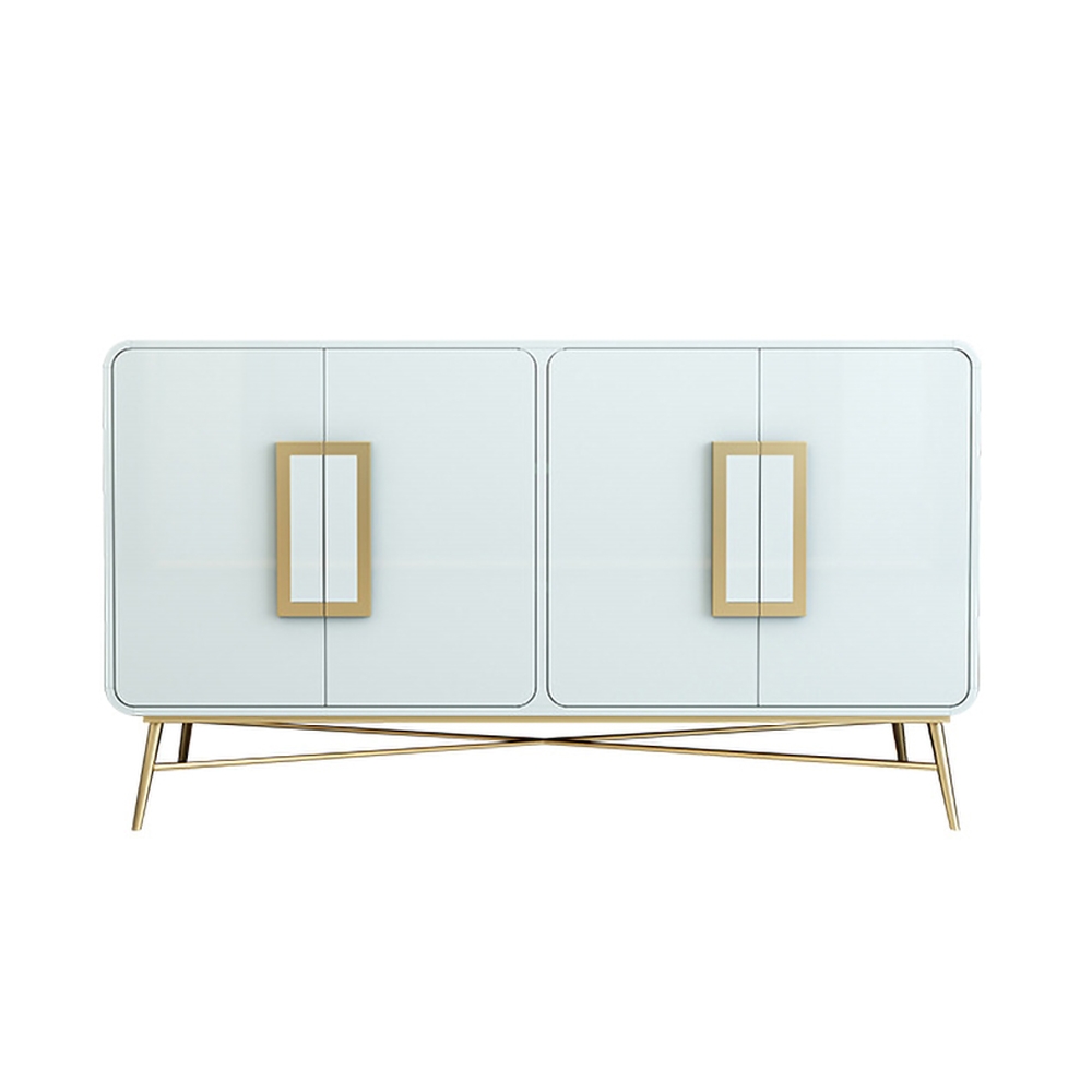 55" Modern White Sideboard Buffet with 4 Doors 4 Shelves in Gold window image