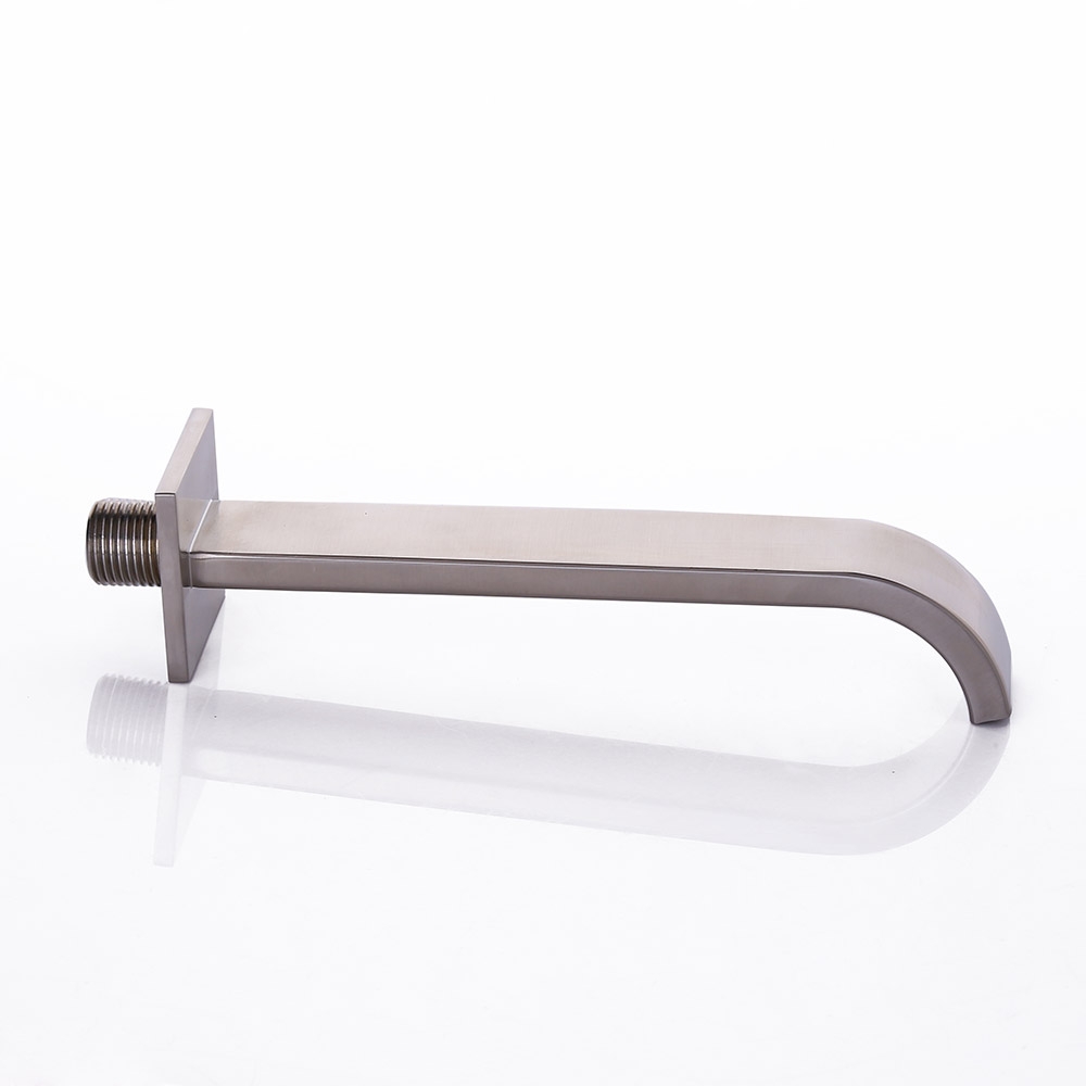 Contemporary Brushed Nickel Curved Bath Filler Spout Wall Mount Stainless Steel window image