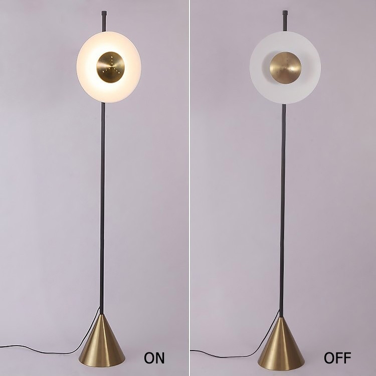 69" Modern LED Floor Lamp with White Acrylic Shade Gold Base window image