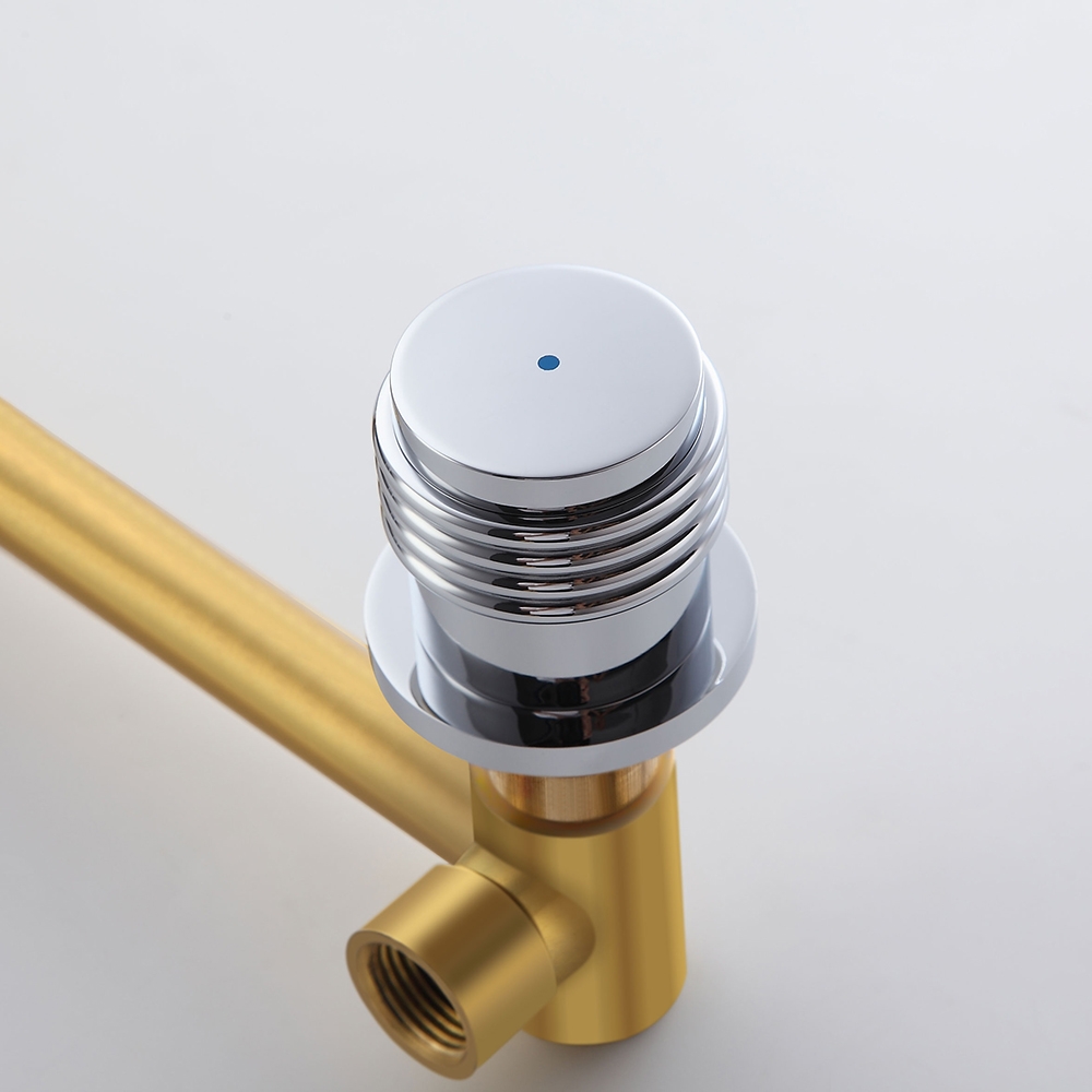 Moda Robinet Moderne Mural Cascade Mitigeur de Lavabo de Salle de Bain Poignées Double en Laiton Massif Chromé image de fenêtre