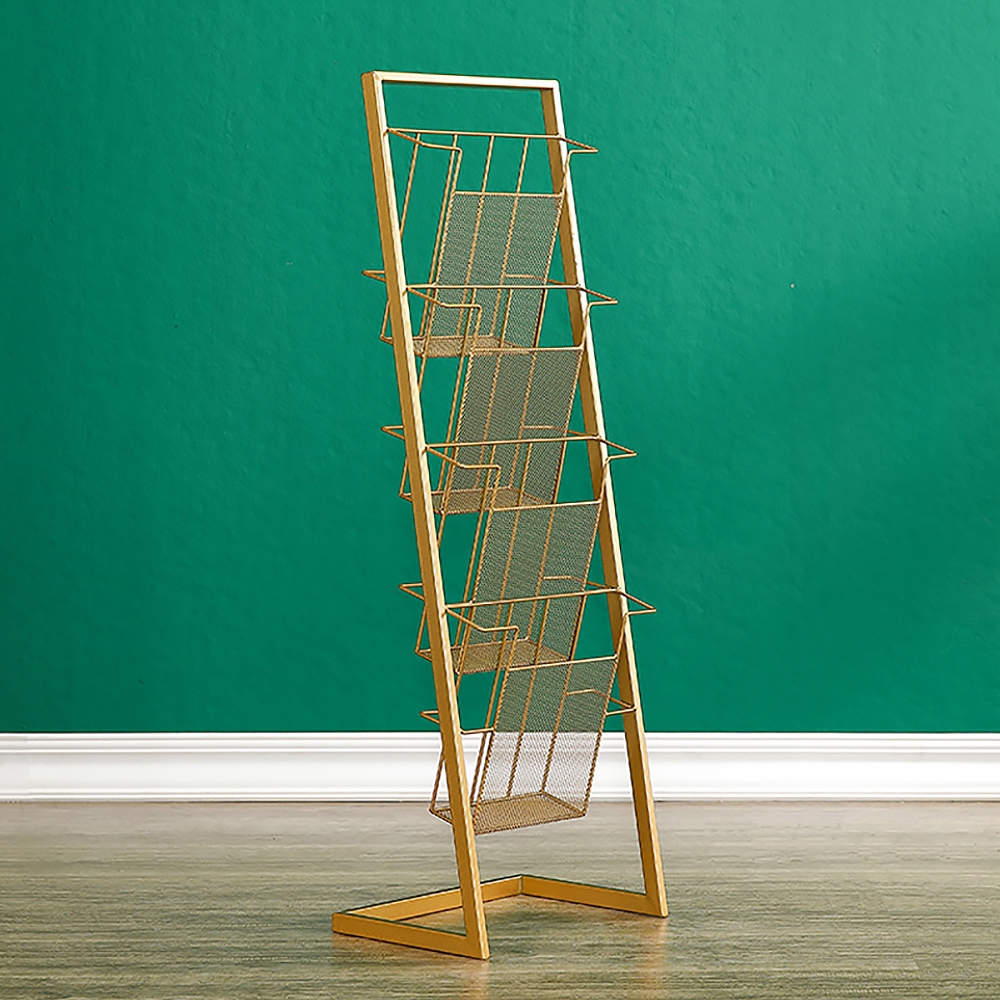 35" Gold Modern Freestanding Bookcase with 4-Tier Shelf for Book or Magazine window image