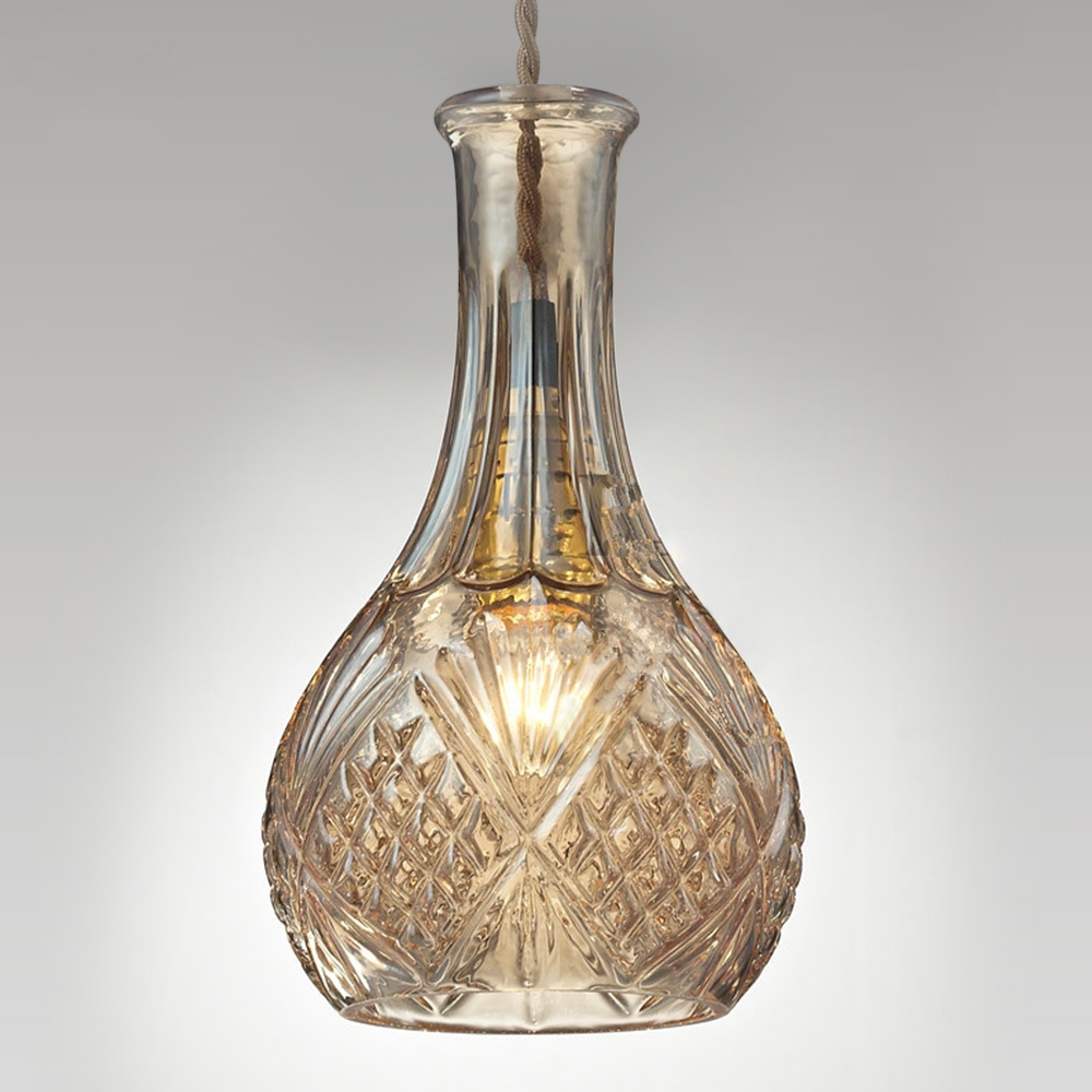 Gloria Vintage Decanter Amber Bottle Pendant Light with Adjustable Cable window image