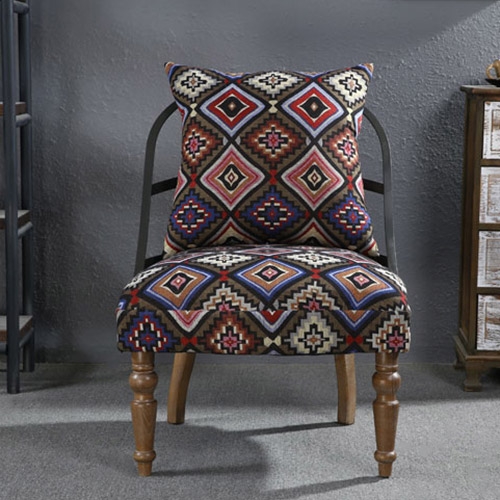 Retro Industrial Geometric Chair Armless Cocktail Chair Colorful Soft Fabric Slipper Chair with Back Pillow Style F window image