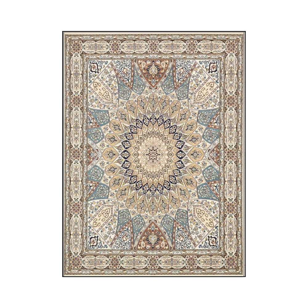 5' x 7' Bohemian Tribal Blue Rectangle Indoor Area Rug window image