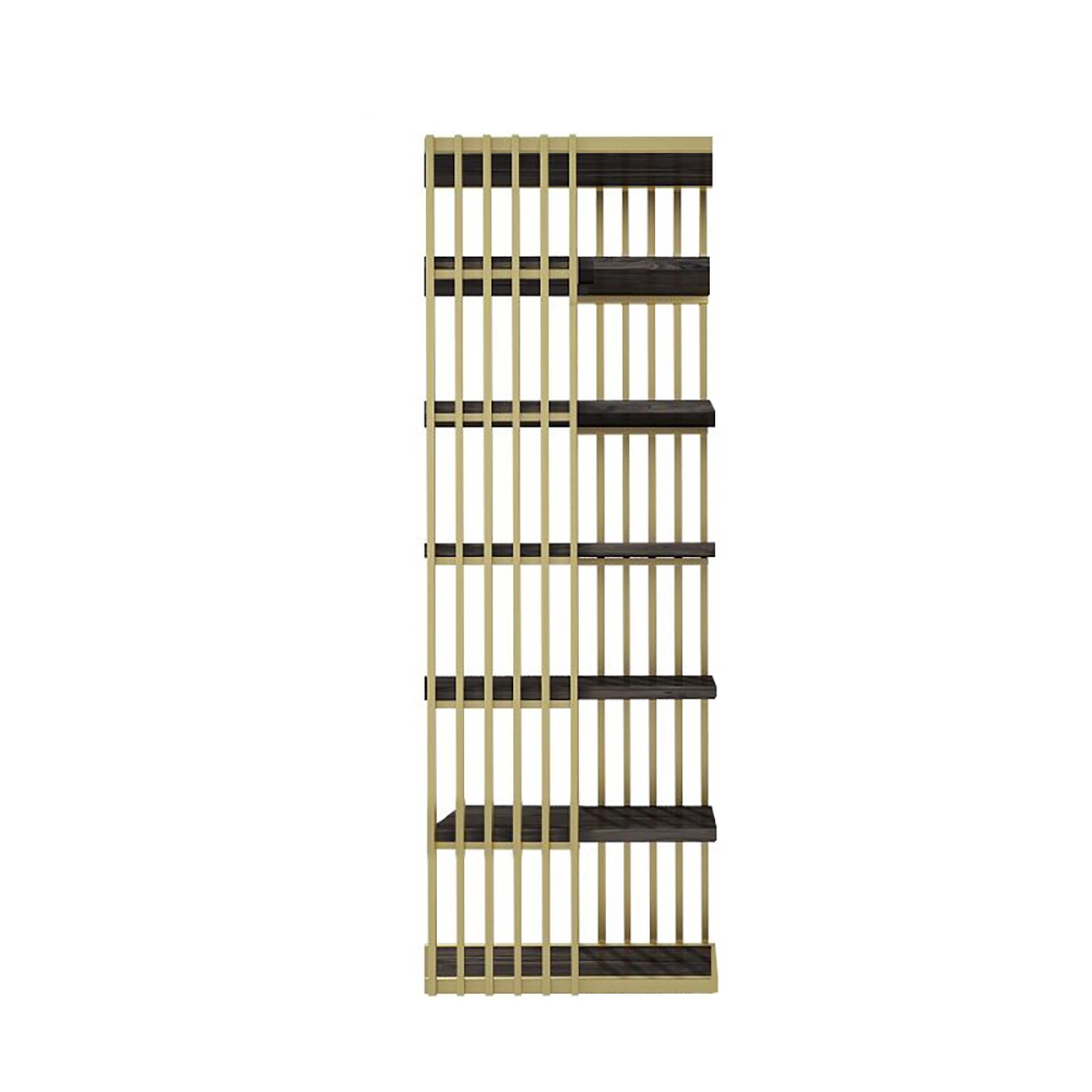 Modern Display 6-Tiered Etagere Bookshelf in Gold & Black window image