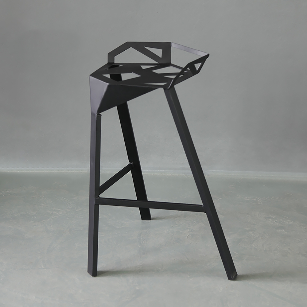 Industrial Metal Bar Stool with Special Hollow-out Struction Retro Chair window image