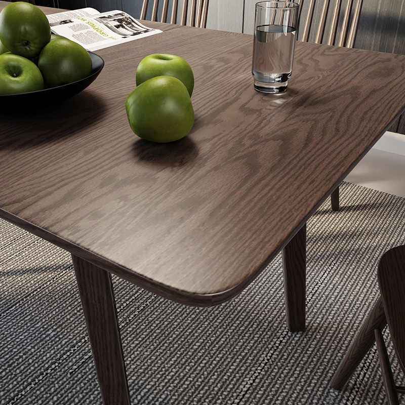 Modern Rectangular Extendable Dining Table Ash Wood Brown Dining Table 48" to 63" window image