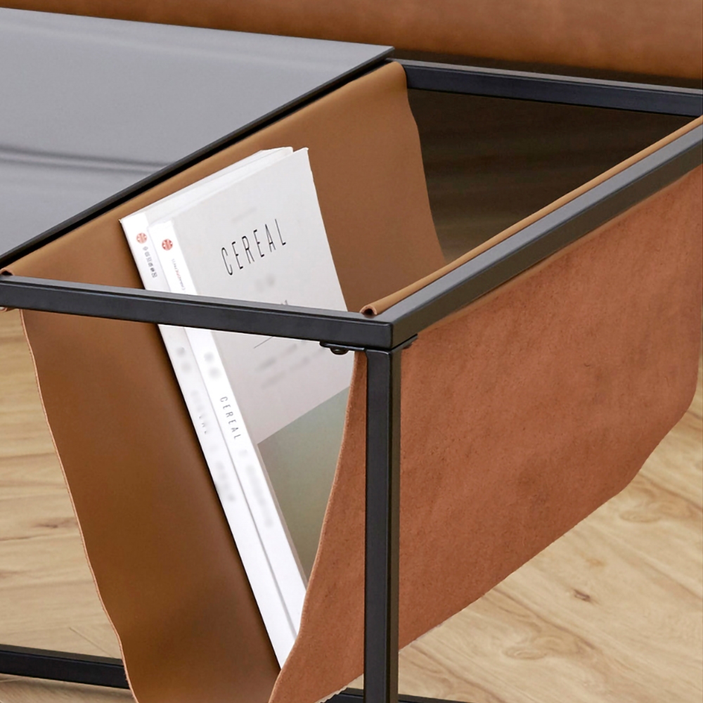 Modern Nesting Coffee Table with Storage 2-Piece Tempered Glass Tabletop window image