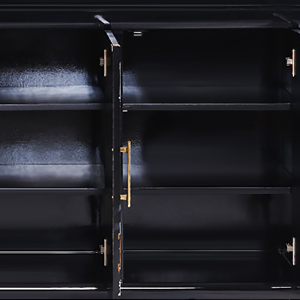 Modern Black Storage Shoe Cabinet With 3 Doors Entryway Cabinet Hand-Painted window image