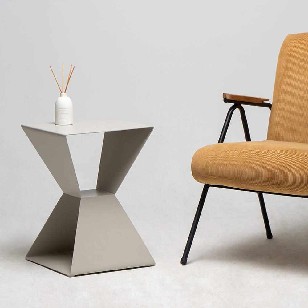 White End Table with Storage Metal window image