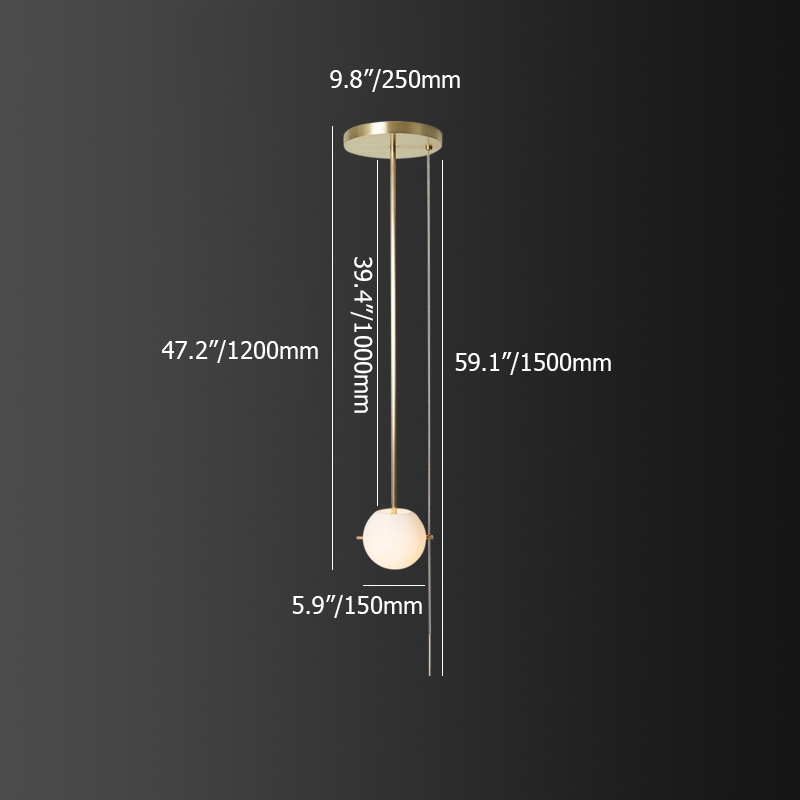 Gidu Mid-Century Modern Pull Chain Pendant Light Globe Pendant Pull Chain Light Fixture in Gold window image