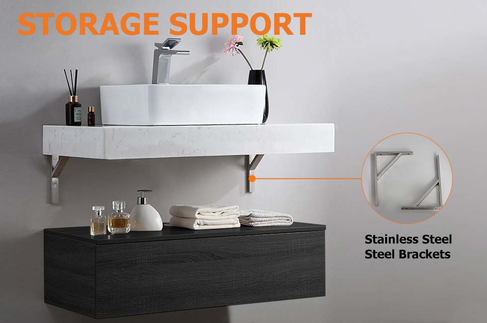 Modena mobile bagno sospeso singolo da 100 cm con lavabo e piano in pietra sinterizzata Immagine della finestra