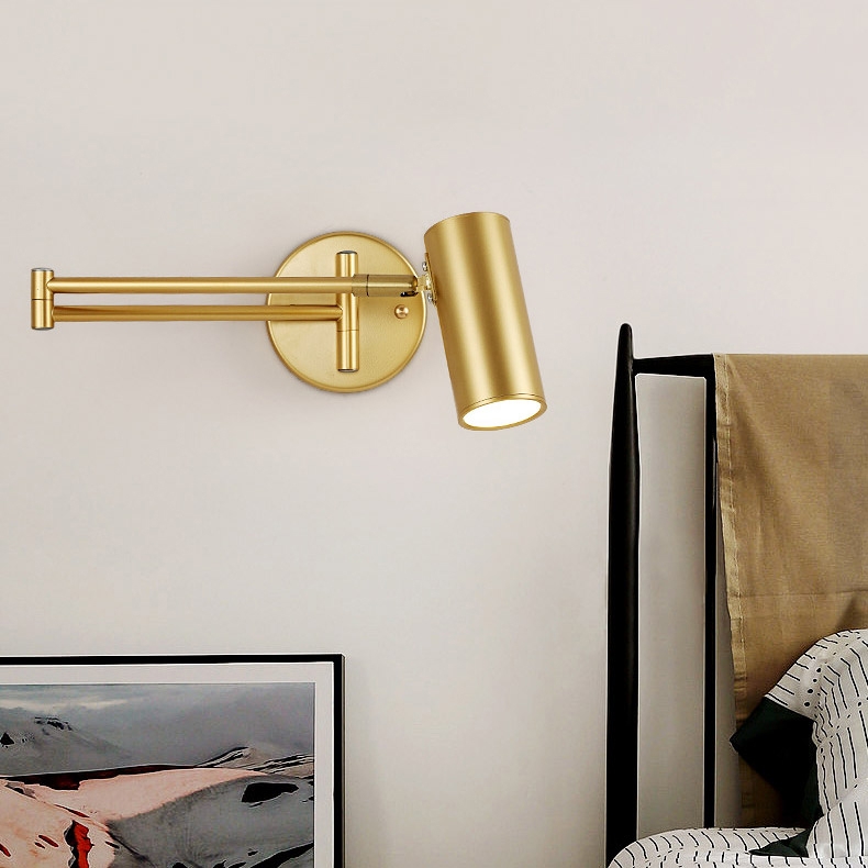 Gold Modern Swing Arm Indoor Wall Sconce 1 Light window image