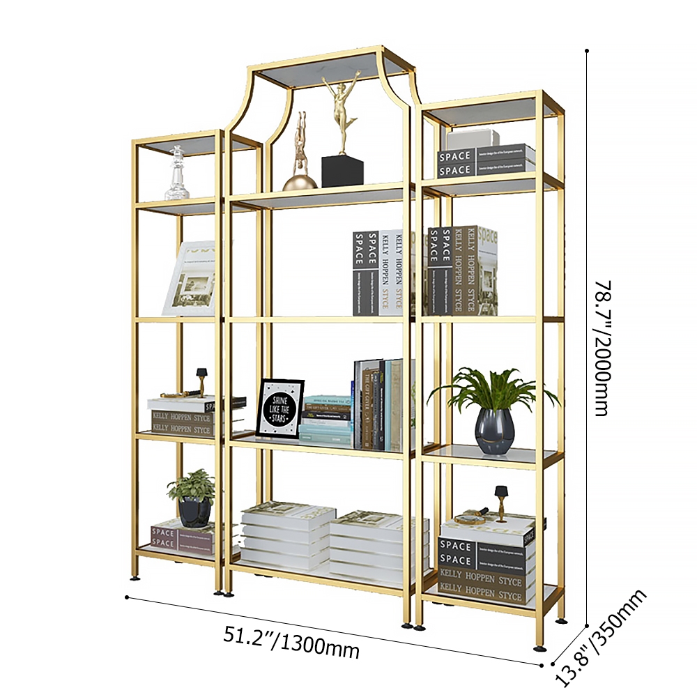 51.2'' Modern Etagere Bookshelf Set in Stainless Steel window image
