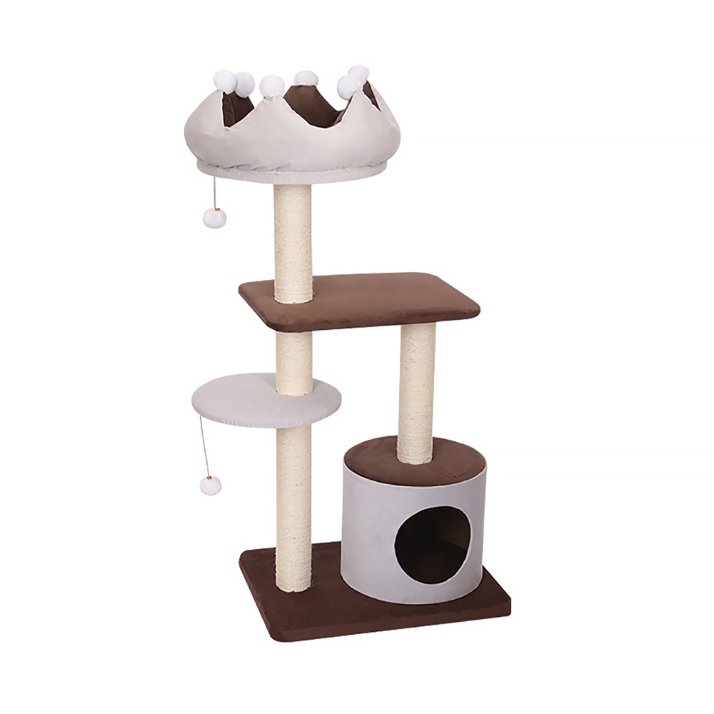 1250mm Crown 4-Tier Cat Tree with Cat Bed and Perch in Grey Scratch Post & Teasing Toy window image