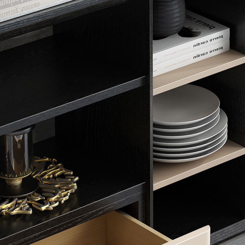 Modern Sideboard Buffet Gold Sideboard Table with Drawer & Shelf Accent Cabinet Open Storage window image