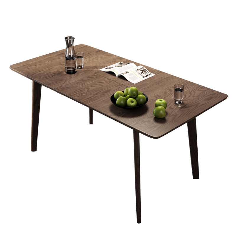 Modern Rectangular Extendable Dining Table Ash Wood Brown Dining Table 48" to 63" window image