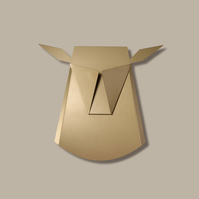 Artistique Applique LED Mural Origami Innovant Cerf Décoratif Doré Clair en Aluminium image de fenêtre