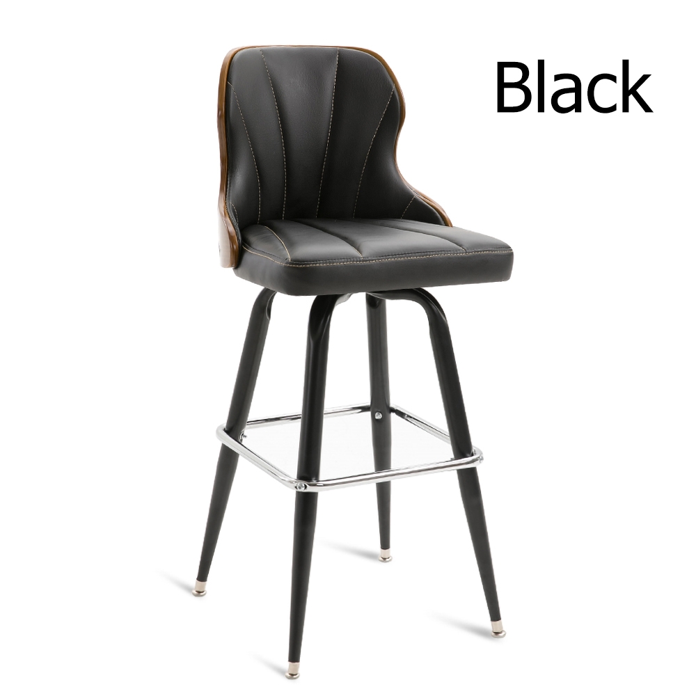 Modern Rotatable 29" Upholstered Black PU Leather Bar Stool window image