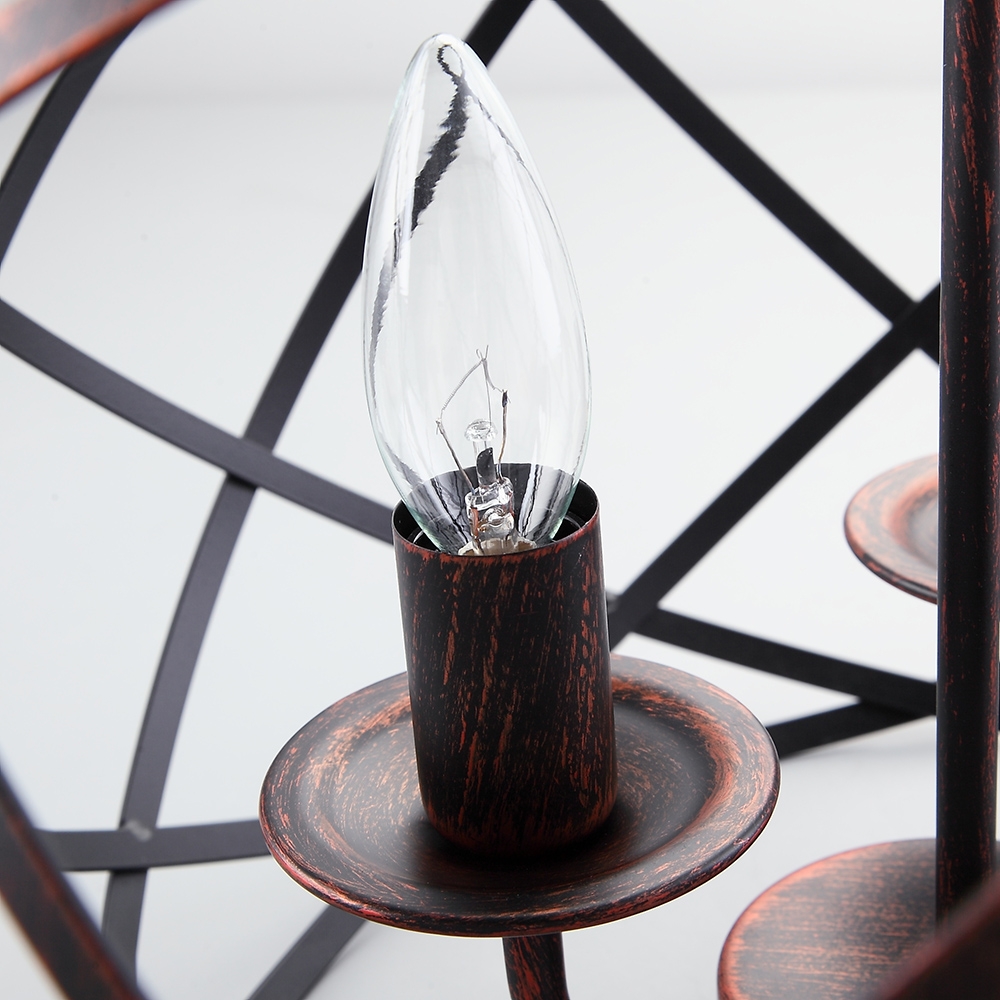 Industriële Loft Geometrische 3-licht Globe kroonluchter Antieke koperen kaars stijl kroonluchter Vensterafbeelding