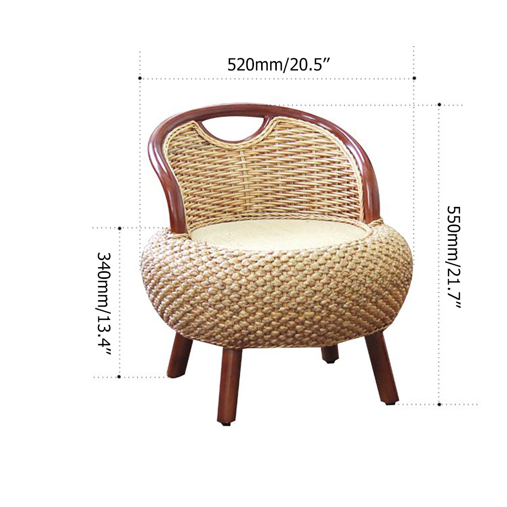 Natural Ratten Ottoman Round Ratten Stool Solid Wood Footrest window image