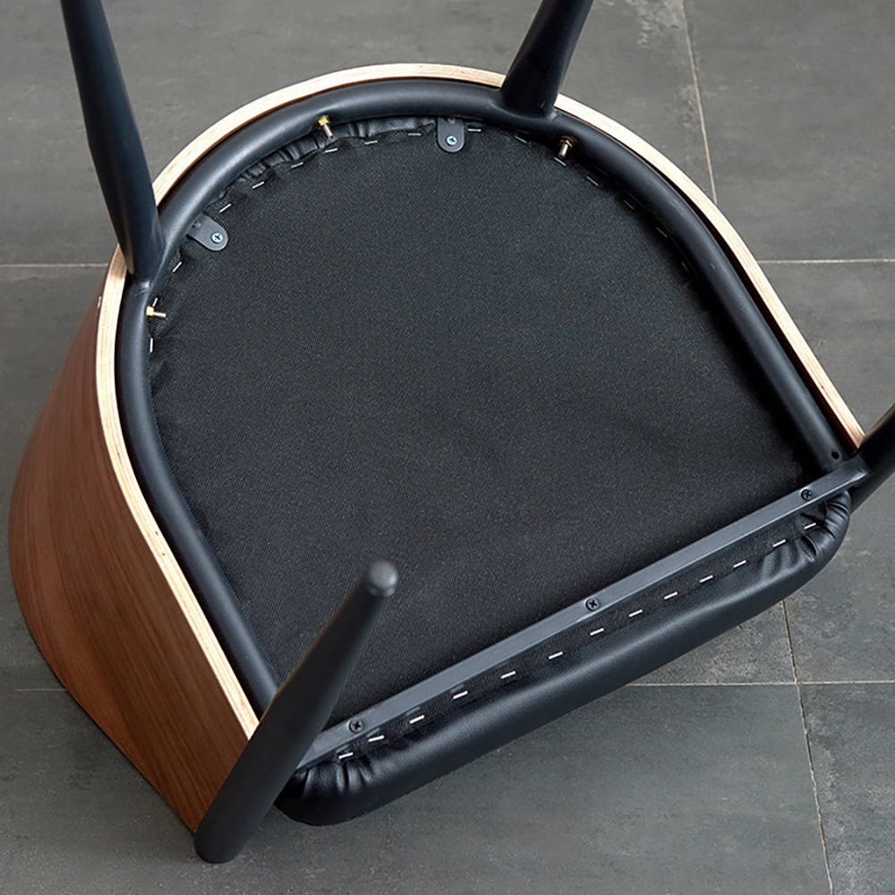 Modern High Backrest Dining Chair Upholstered Brown Faux Leather Dining Chair window image