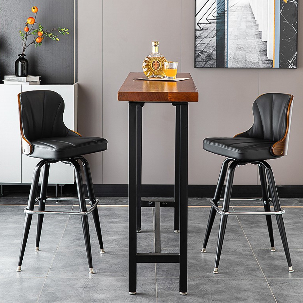 Modern Rotatable 29" Upholstered Black PU Leather Bar Stool window image