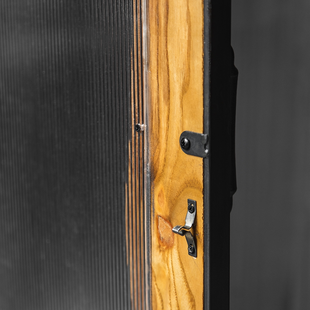 Industrial Loft Black Cabinet Wood Glass Door and Metal Frame with Storage 30" in Height window image