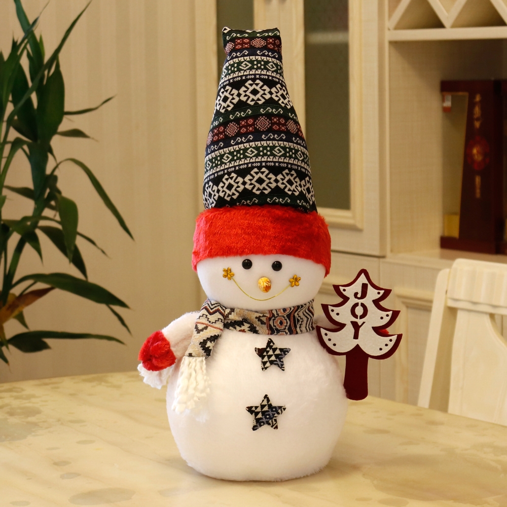 Christmas Decoration Snowmen Doll Snowmen Plush Toys Stuffed Linen Set of 4 window image