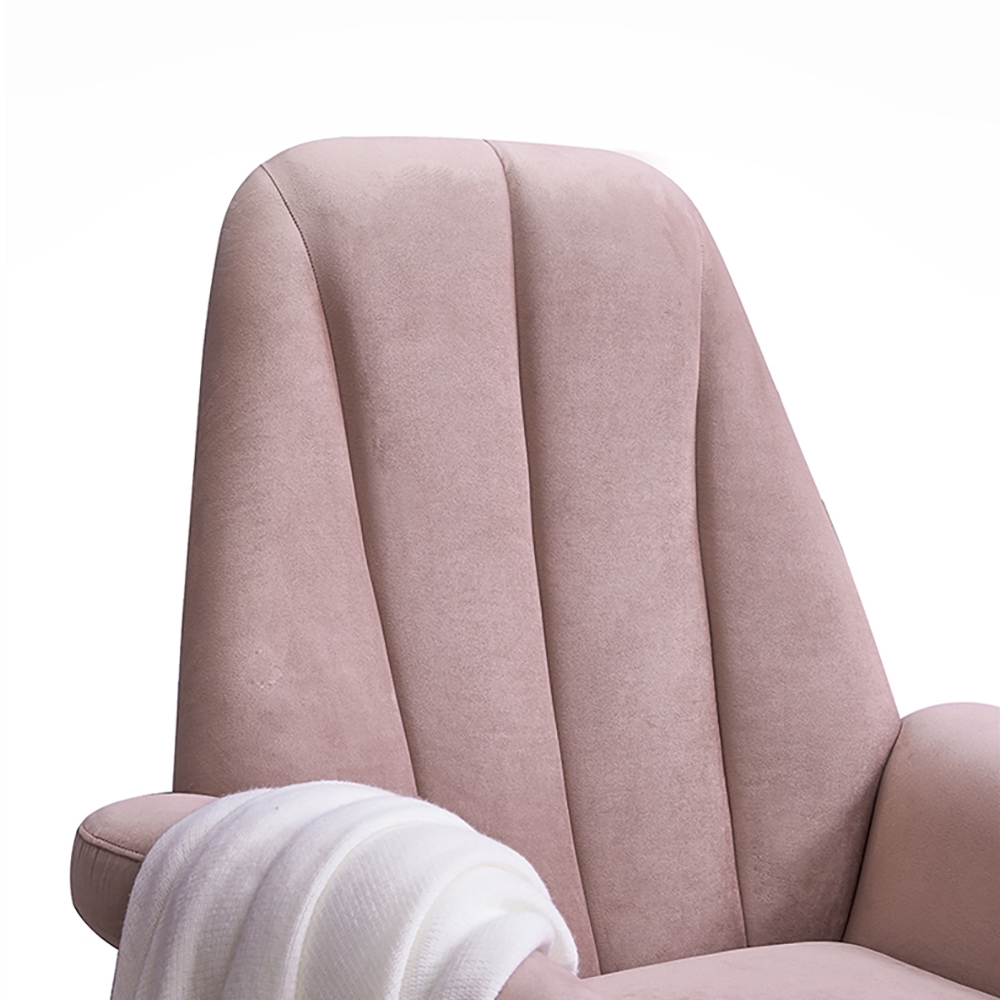 Modern Accent Chair Pink Velvet Upholstered Accent Chair window image