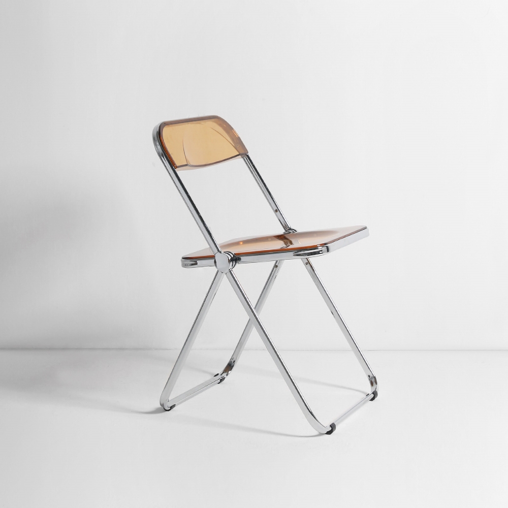 Moderne plastic klapstoel draagbare stoel bruine bijzetstoel Vensterafbeelding