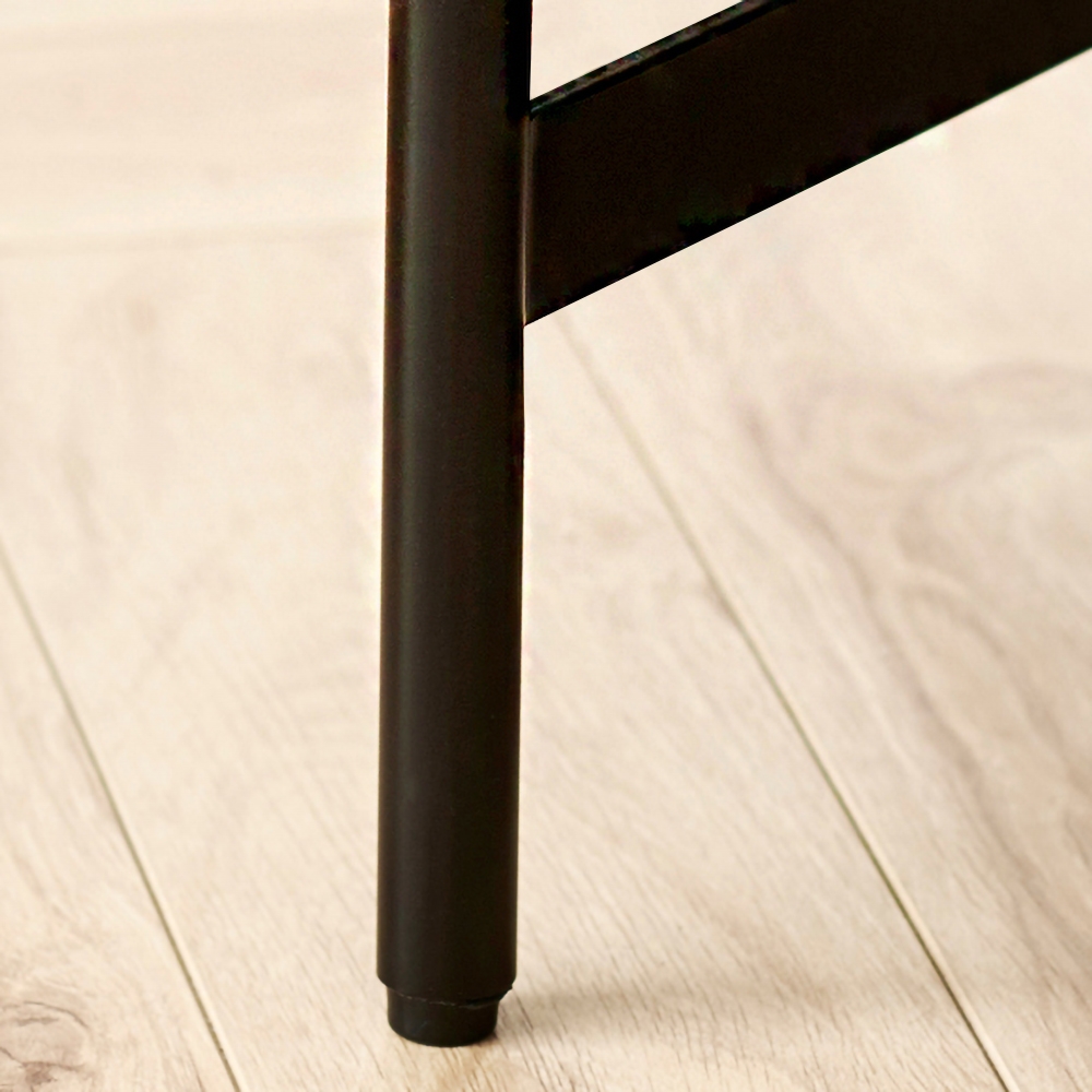 59" Walnut Sideboard Buffet Ceramics Top with Doors & Adjustable Shelves in Carbon Steel Legs window image