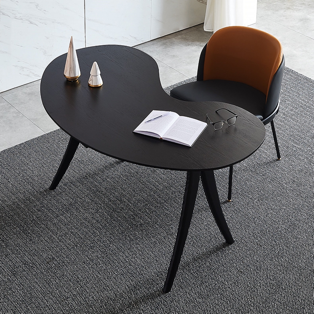 Black Writing Desk with 2-Drawer Modern Computer Desk MDF window image