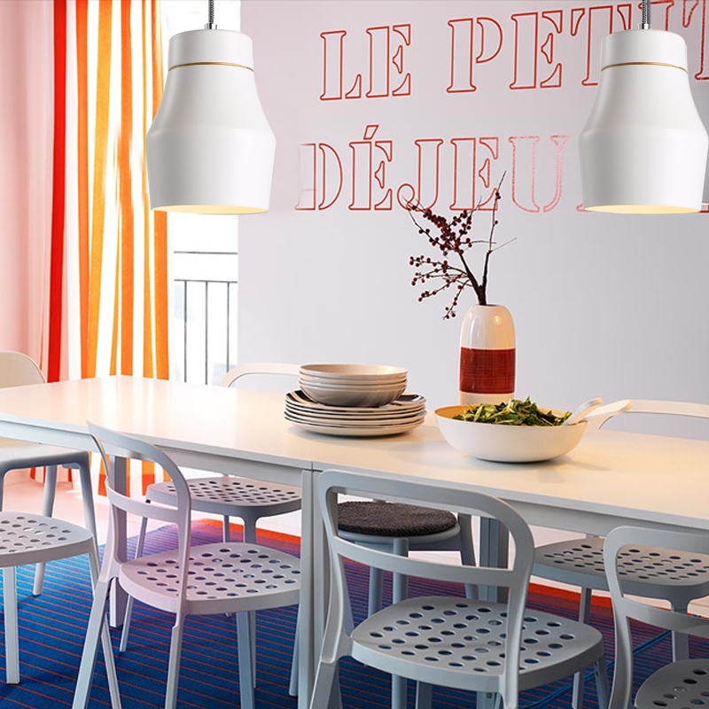 Contemporary Single Light Hanging Pendant Light Fixture in White window image