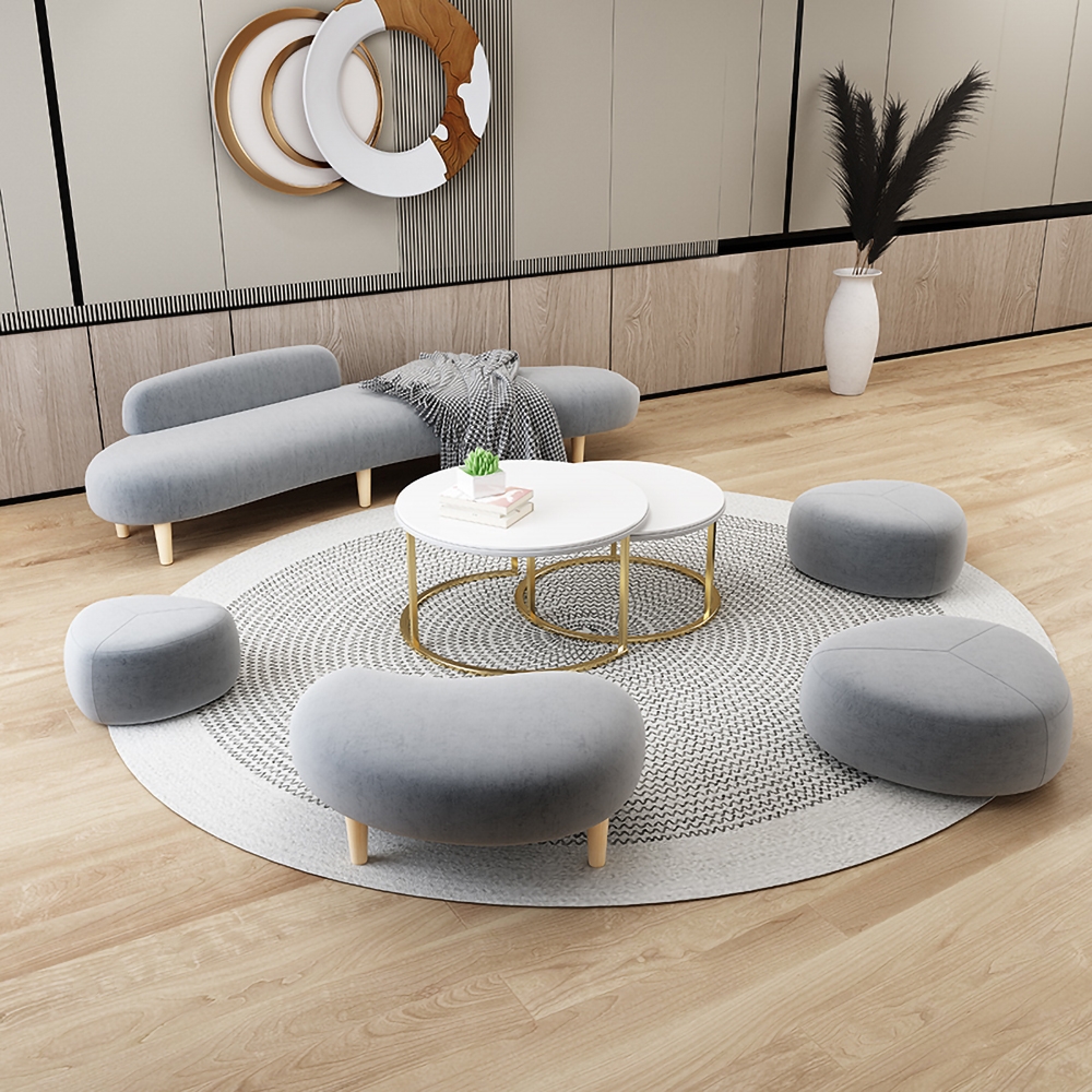 Modern 2400mm Upholstered Sofa Grey Velvet Couch 4-Seater Sofa Armless Sofa window image