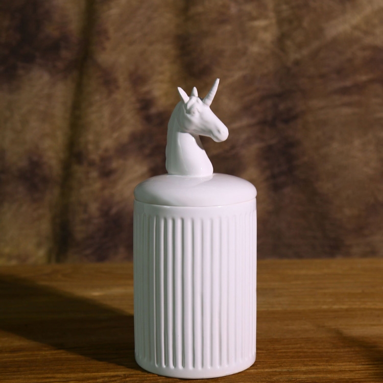 Contemporary Cylinder 4-Piece Ceramic Kitchen Storage Canister Set with Animal Lid in Ivory window image