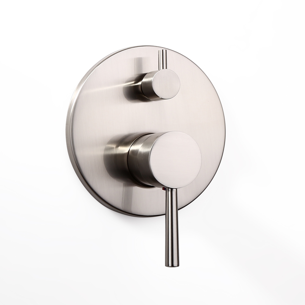 Round Shape Solid Brass Dual Function 2-Outlet Shower Valve in Brushed Nickel Finish window image