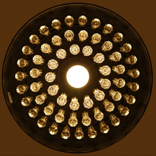 Industrial Rust Metal Dome Shade 1-Light Pendant Light with Clear Crystal Cascade window image