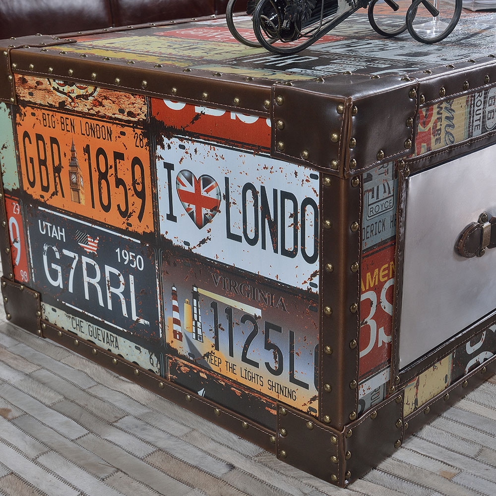 Retro Style Coffee Table with Drawers Rectangular Accent Table window image