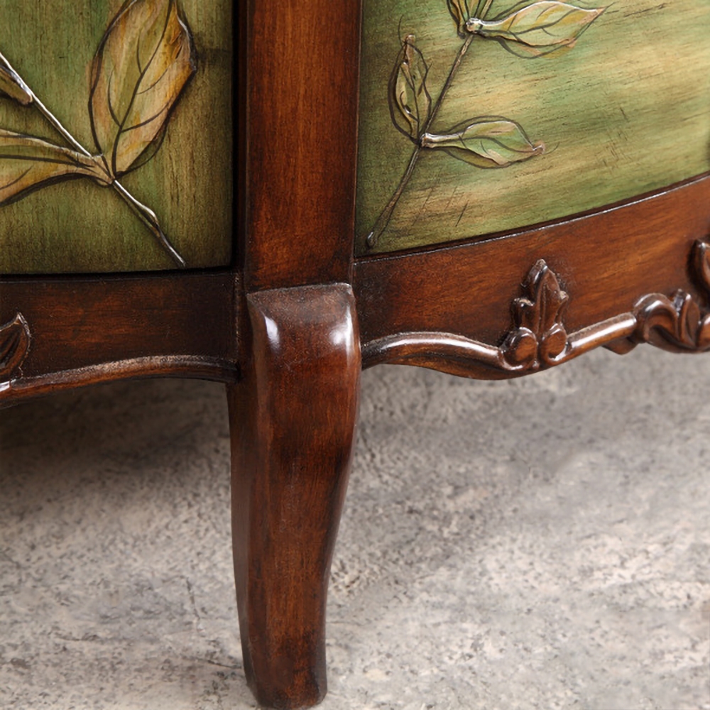 1067mm Distressed Semicircle Cabinet Embossed Surface with Drawers & Doors & Shelves window image