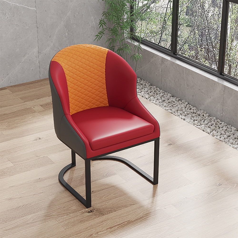 Retro Wine Accent Chair Leather Upholstered Accent Chair in Wine｜Homary