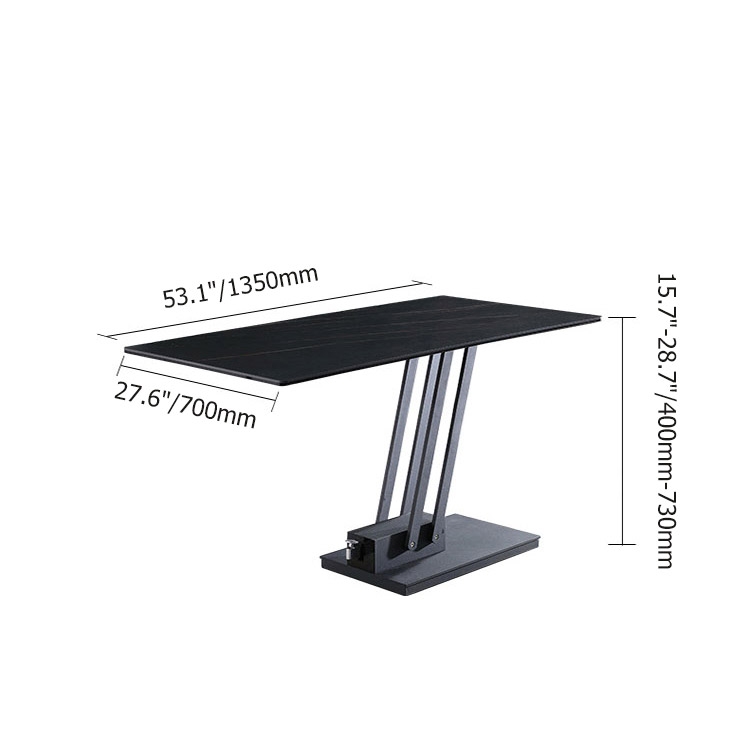 Black Rectangular Adjustable Height Coffee Table & Dining Table Sintered Stone window image