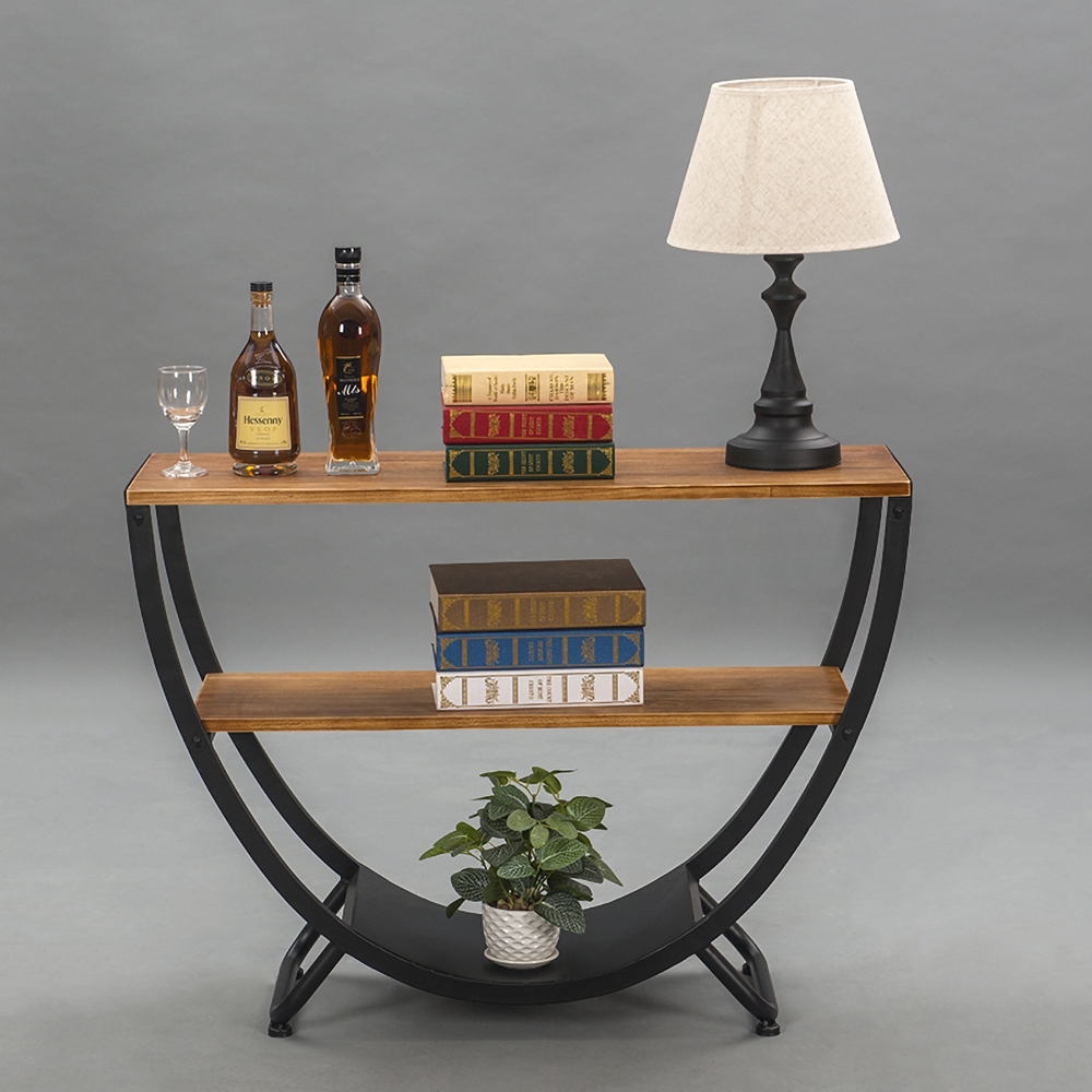 Modern Console Table 3-Tiered with Shelf Entryway Table with Storage window image